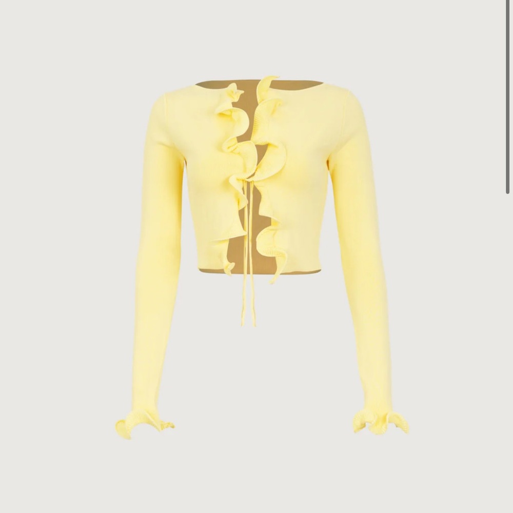 Yellow Women's Top with Front Tie Detail